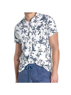Rodd & Gunn Featherson Short Sleeve Sports Fit Shirt Porcelain L White Blue